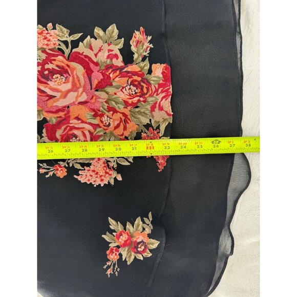 Vintage Black Floral Slip Dress With Ruffle Hem & Beaded Detail - Picture 8 of 9